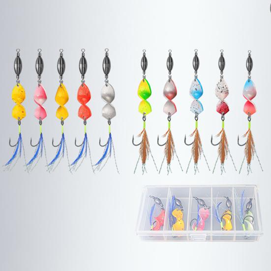 5Pcs Fishing Metal Spinners Lures with Sharp Hooks 360-Degree Rotating Wobbler Jigging Spoon Lures Fishing Accessories