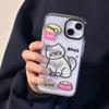 Fish Bone Lovely Little Cat Pattern Phone Case For iPhone 16 15 14 13 12 11 Pro Max XR XS 7 8 Plus Transparent Shockproof Cover