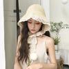 WTEMPO Retro Elegant Women's Lace Binding Strap Hollow-out Sun Hats Summer Beach Sunscreen Hats Wide Brim Foldable Soft Large Hats