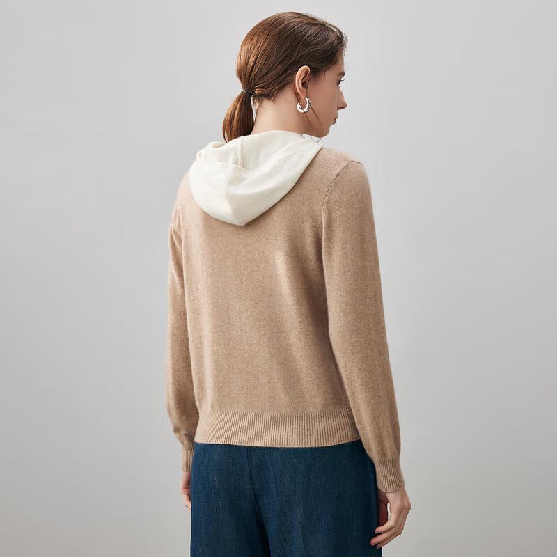 Kemengboka Women's Hooded Colorblock Cashmere Sweater