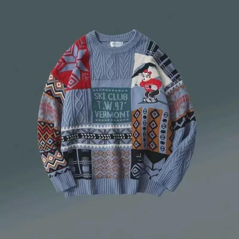 Men's Winter Plus Velvet Thick Warm Knitted Christmas Sweater - Hong Kong Style, Loose Fit, Trendy for Couples