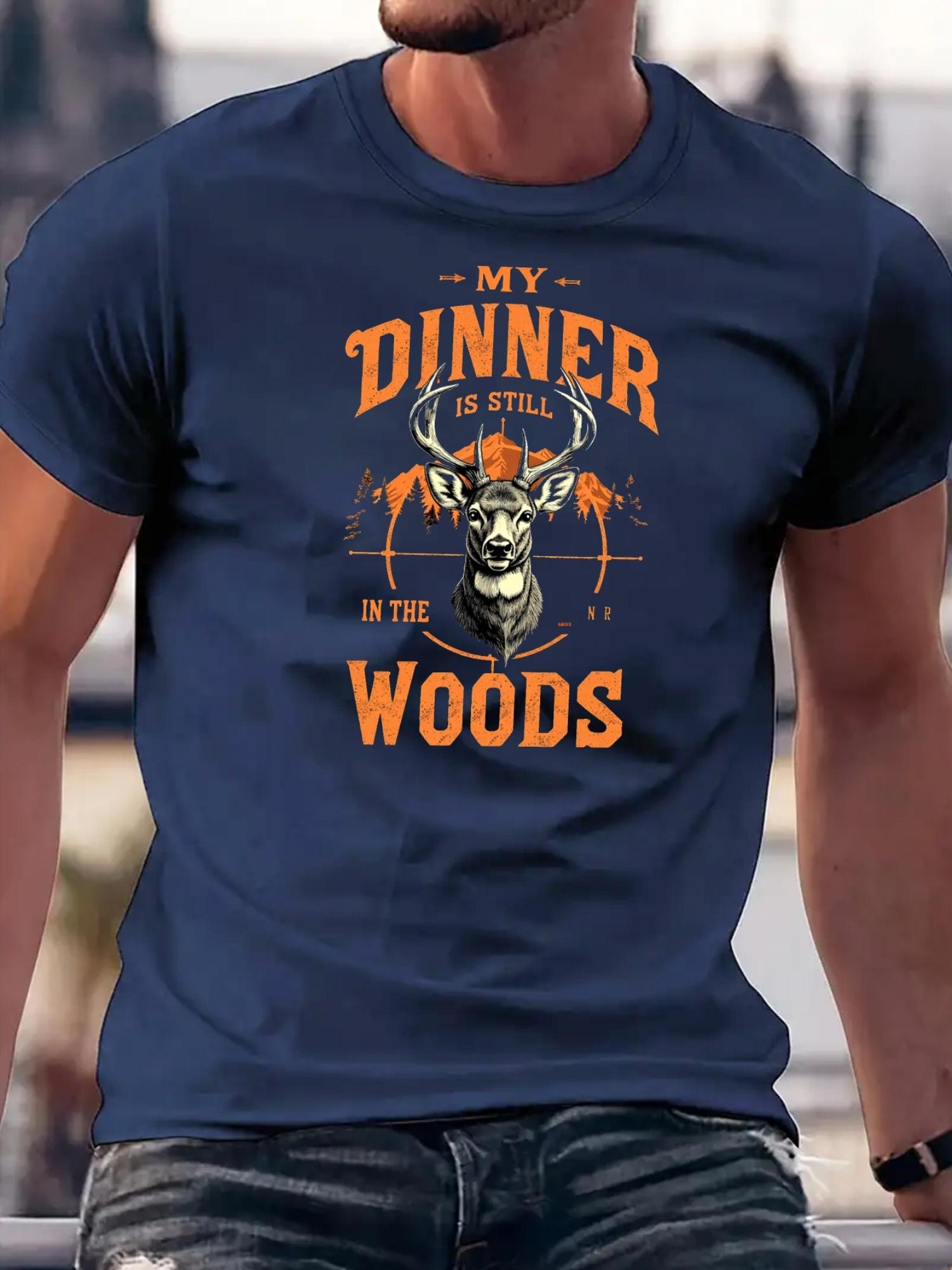 

My Dinner is Still in the Woods Graphic T-shirt - Black Cotton Blend XXL