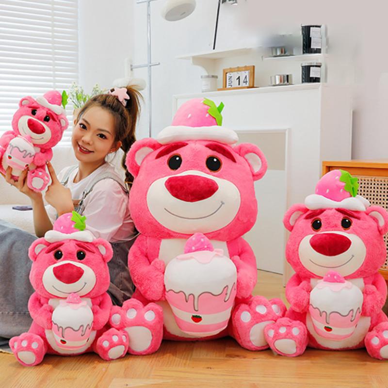 Entzückender Plüsch-Erdbeerbär Dessert-Spielzeug Niedlicher Donut-Kuchen Kuscheltier Puppe