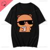 Couple Tee Bubu Is Watching Movies and Milk Tea with Dudu T-shirt Cartoon Cute Graphic Tees for Ladies Kawaii Cotton Unisex Tops