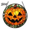 Ghost Lantern Props Halloween Stained Glass Suncatcher Ornament Vintage Hanging Window Decor with Pumpkin Bat Witch Weather Resistant Yard