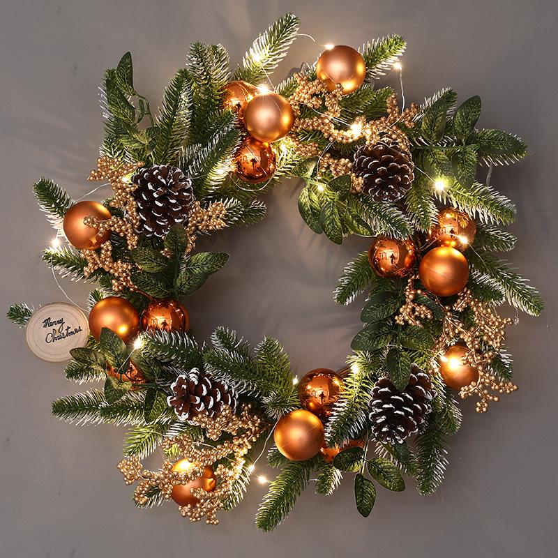 Champagner Gold Weihnachtsdekorationen: Baumkranz, Rattan-Geweih, Wand- & Türdekoration für Hotels & Einkaufszentren