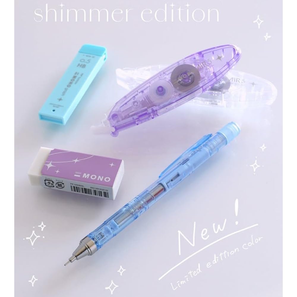 Tombow MONO Schreibwaren Shimmer Rose Set Mechanischer Minenkorrektur-Set, Edition, Rosa, 4-teilig (0,5mm Bleistift, Minen, Radiergummi, Klebeband) PCC-443DAZ