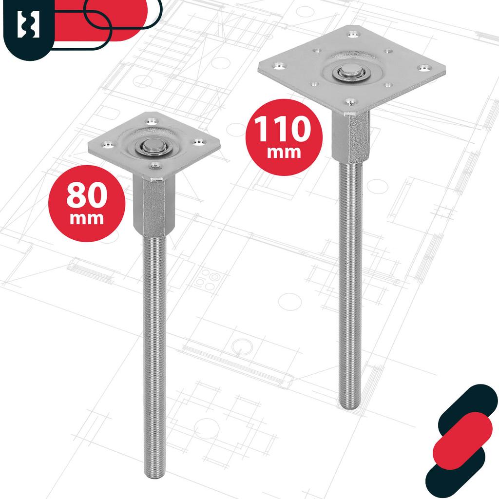 KOTARBAU® Vertically Adjustable Steel Post Base Anchor for Gazebos, Sheds, Fences 110 X 330 Mm