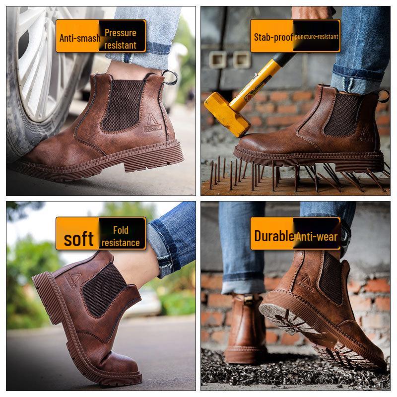 Men's Steel Toe Slip-On Safety Shoes - Anti-Smash, Anti-Puncture, Wear-Resistant, Convenient, Fashionable, Quick Release