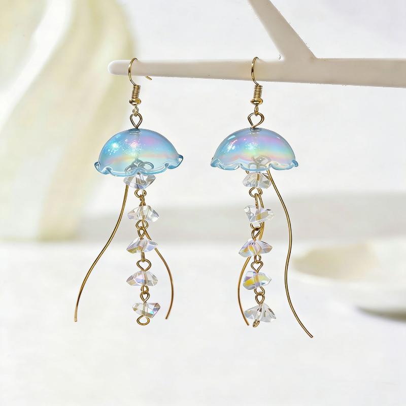 Jellyfish Drop Earrings Colorful Minimalist Dainty Design Jewelry for Women Summer Beach Date Wear Gift
