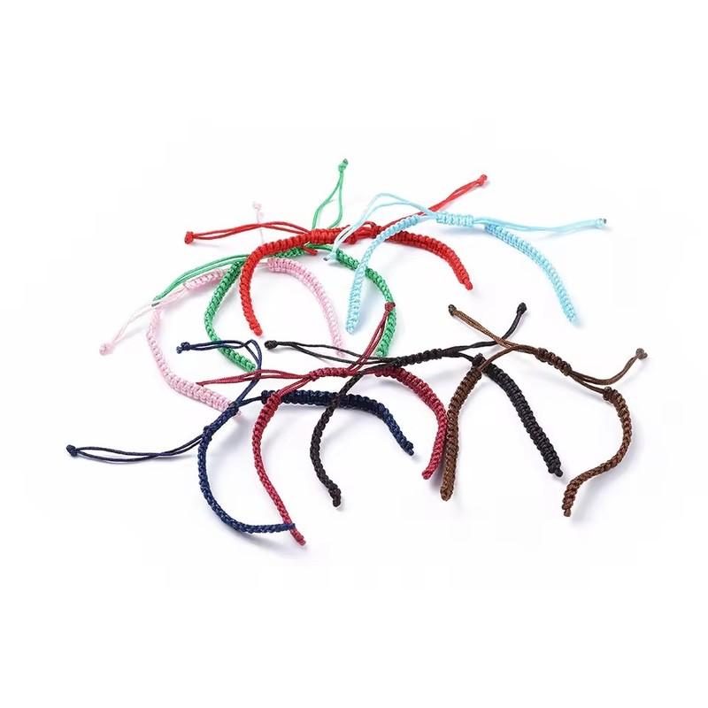 50pcs Multicolor Adjustable Braided Nylon Twisted Cord Bracelet Making Chinese Knot Bangle DIY Jewelry Findings 1¬1.55cm Long