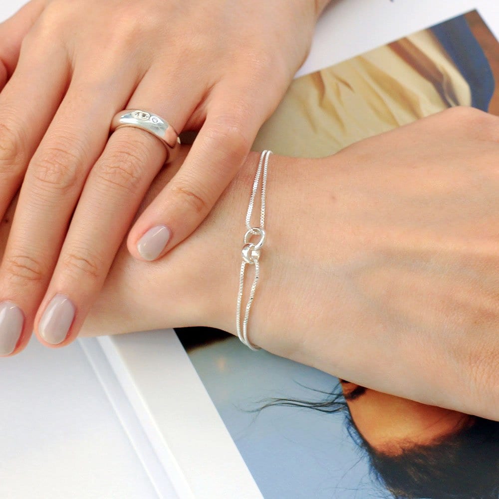 [Tandy] Tandy Silver 925 Women's Double Ring Bracelet Tdb501 (Choose 1 of 2)