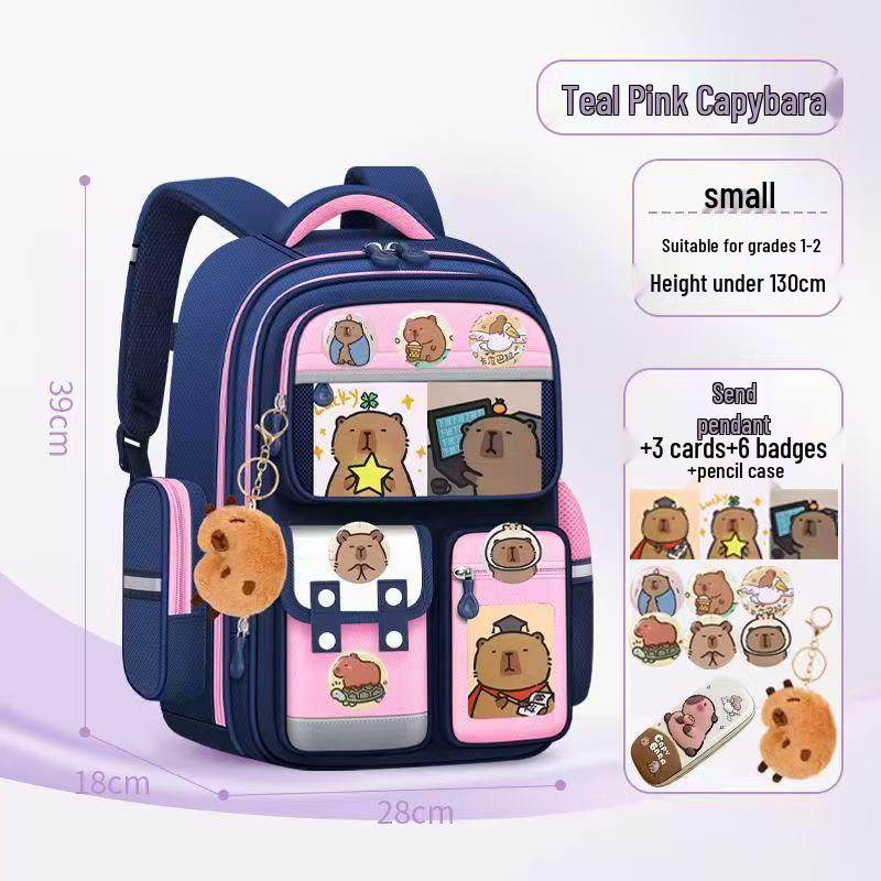 Kids' Lightweight Backpack with Spine Protection for Grades 1-6, Large Capacity, Ideal for Boys and Girls