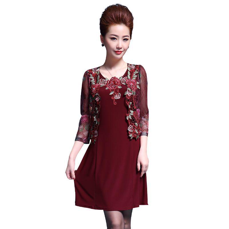 2025 Summer Lace Slimming Two-Piece Dress for Middle-Aged and Older Women, Plus Size