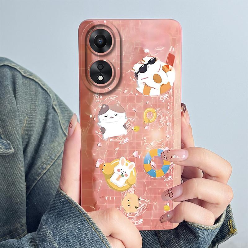 For OPPO A78 4G Phone Case CPH2565 Cover Soft Silicone Cute Panda Flower Boys Girls Painted Shell Funda Protective Casing Coque