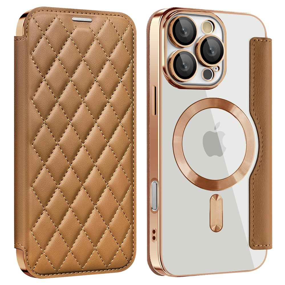 For iPhone 16 Pro Max Magnetic Case Card Slots RFID Blocking Leather Phone Cover