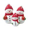 Seasonal Home Decor Christmas Resin Snowman Figurine, Cute Family of 3 Statue with Santa Holiday Mantel Hat, Red Scarf, Tabletop Ornament for