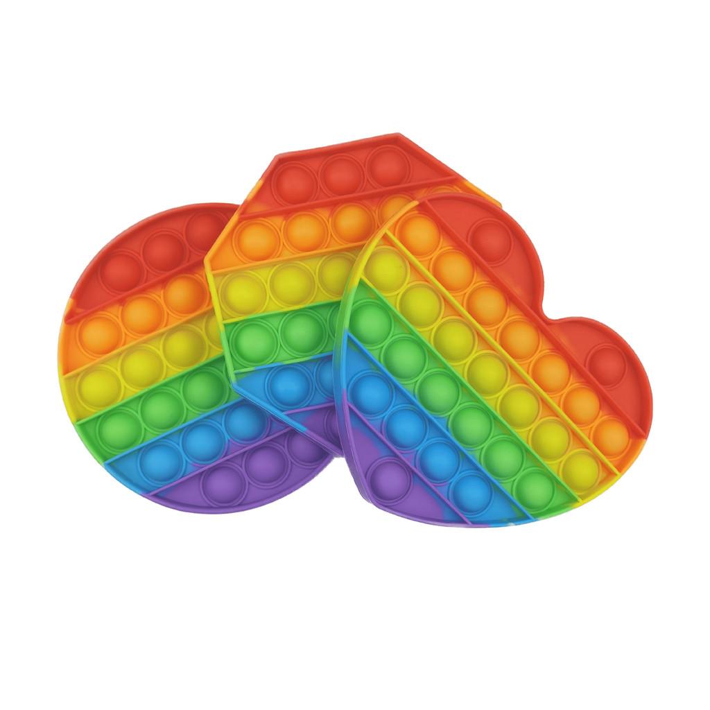 Innovatives 12cm Regenbogen Silikon Sensorisches Blasen Spielzeug Für Kinder Mit Bunten Formen