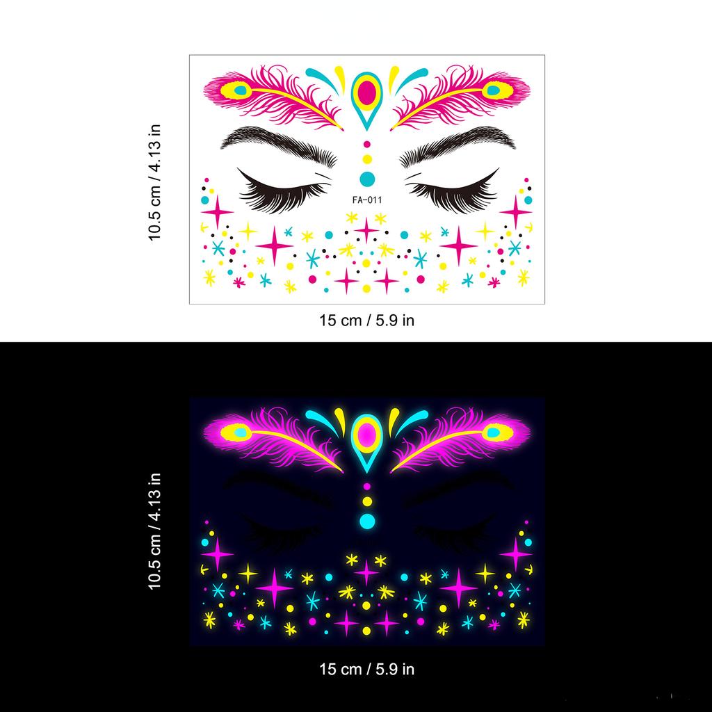 Music Festival Fluorescent Face Waterproof Nightclub Masquerade Neon Glow Tattoo Stickers