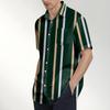 Striped Color Blocking Print - Men's Casual Short Sleeved Shirt