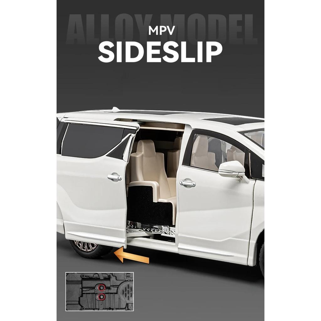 Electric Door 1/18 Lexus LM300 MPV Alloy Luxy Car Model Diecast Metal Vehicles Car Model High Simulation Sound and Light Kids Toy Gift