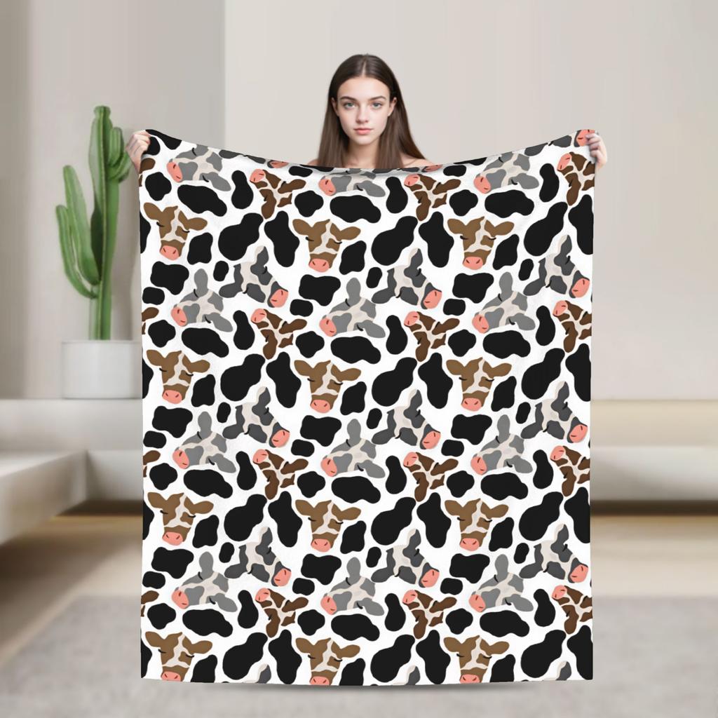Super Soft Blanket Plane Travel Classic Black And White Cow Spot Throw Blanket Novelty Bedspread For Couch Bed