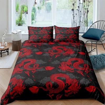 Set Letto Stampa 3D Drago Biancheria da Letto Copripiumino con Federe Poliestere Copripiumino King Queen Twin Tessili per la Casa