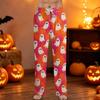 Men Drawstring Waist Halloween Print Casual Pants Relaxed Fit Long Trousers with Pumpkin and Bat Pattern for Daily Wear