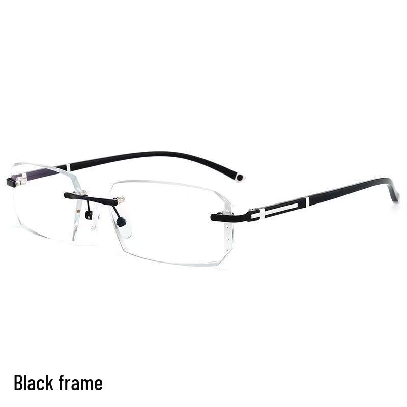 High-End Unisex Rimless Anti-Blue Light Photochromic Reading Glasses Reading +350