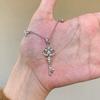 Volledige Diamant Dubbel Kruis Hanger Ketting Dames 2026 Verfijnd Middeleeuws Eenvoudig Veelzijdig Sleutelbeen Ketting Sieraden