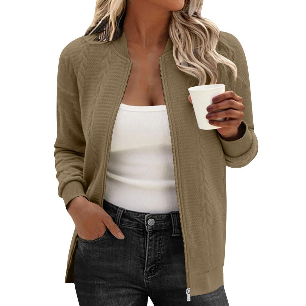Women's Fashionable Solid Color Long Sleeved Buttoned Pocket Casual Lightweight Jacket