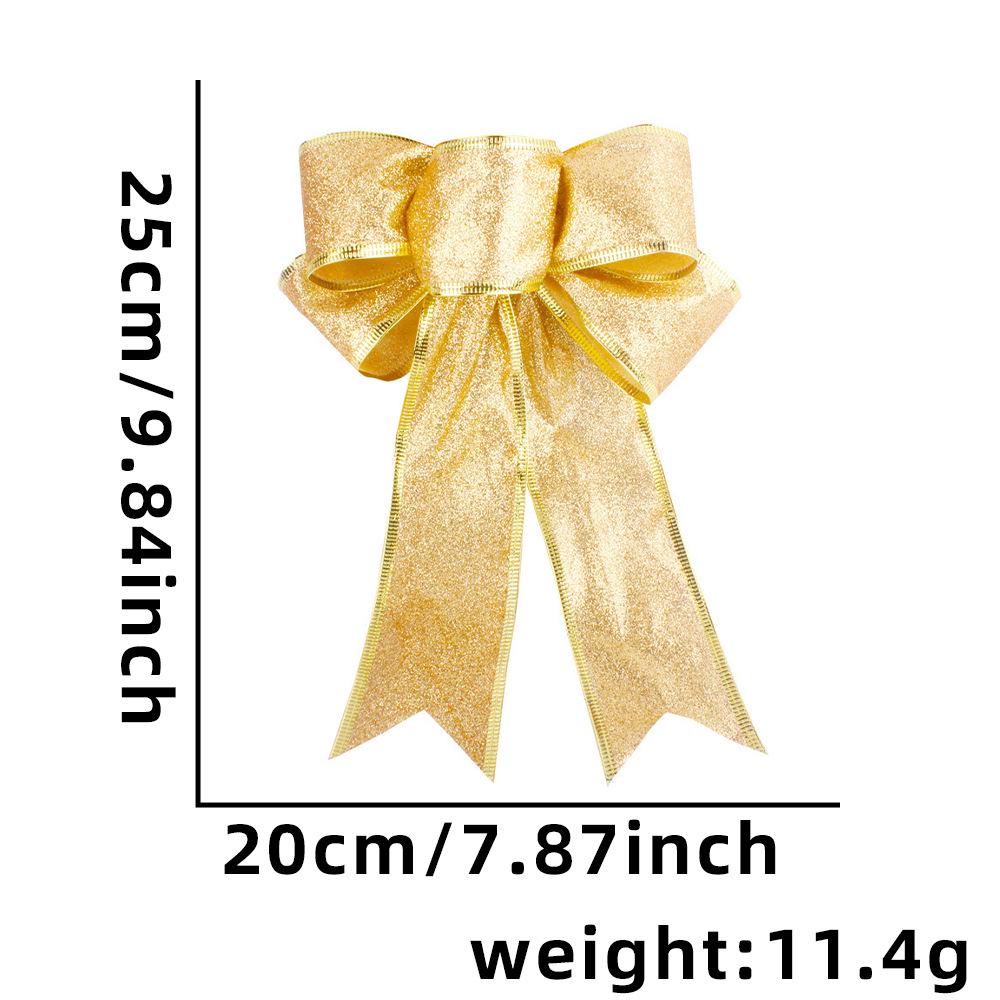 Gold Glitter Christmas Tree Bow Ornament - 25CM 