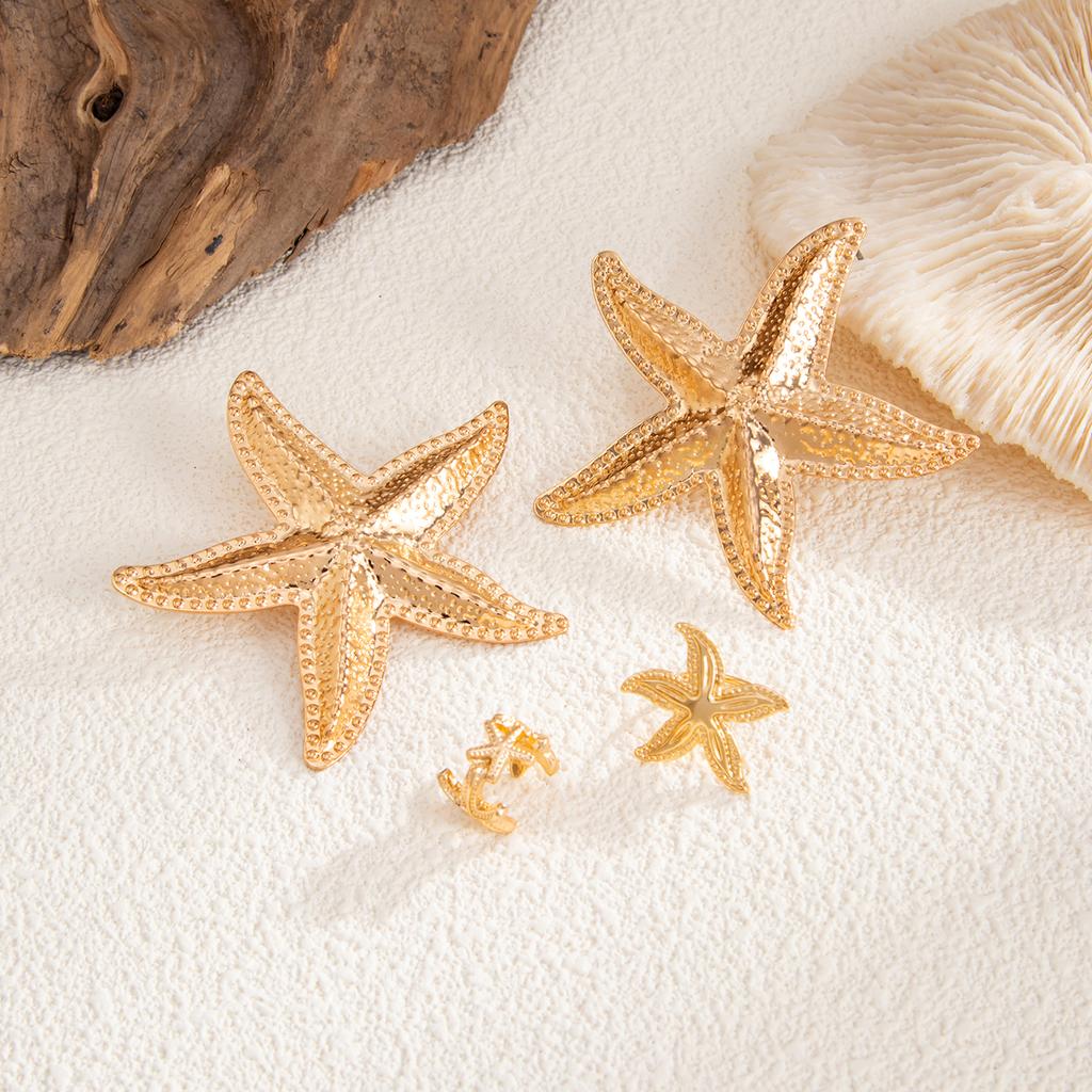 Ingemark 4Pcs Bohemian Exaggerated Large Starfish Stud Earrings for Women Trendy Creative Party Beach Earring Charm Jewelry Gift