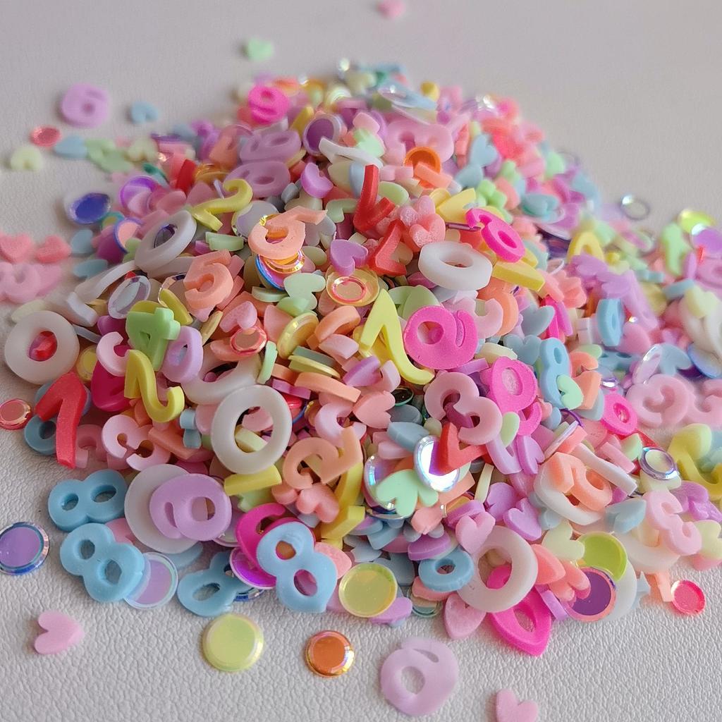 500g Mixed Dots Sequin Polymer Clay Numbers Slices Sprinkles for Slime Filling Topping DIY Nail Art Decor Valentine Crafts
