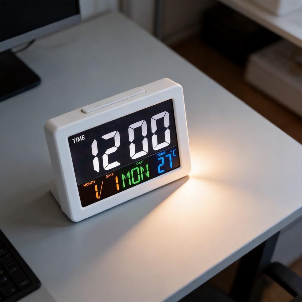 Digital Lcd Alarm Clock With Temperature Calendar For Students And Home Use