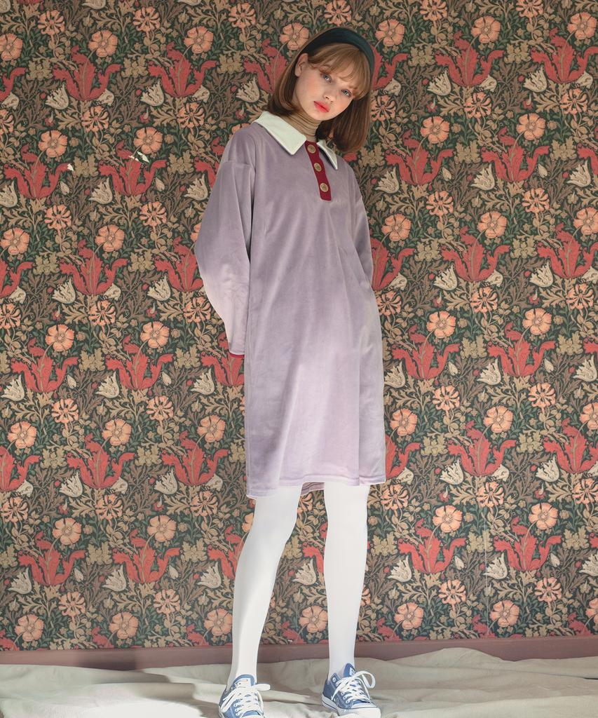 Dear Fear Color Block Velour Dress Light Purple