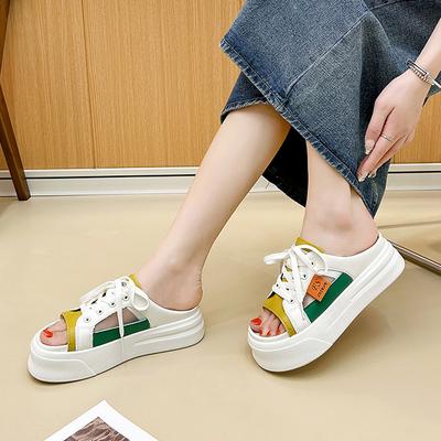 Damskie trampki na platformie Slip On, lekkie, letnie, z odkrytymi plecami, oddychające, buty do chodzenia, z odkrytymi palcami, niskie, mokasyny dla kobiet, sportowe klapki