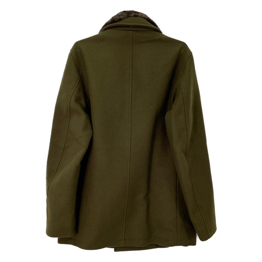 Herno PE0013U Khaki Beaver Fur Stand-Up Collar P-Coat Coat 48 khakiUsed