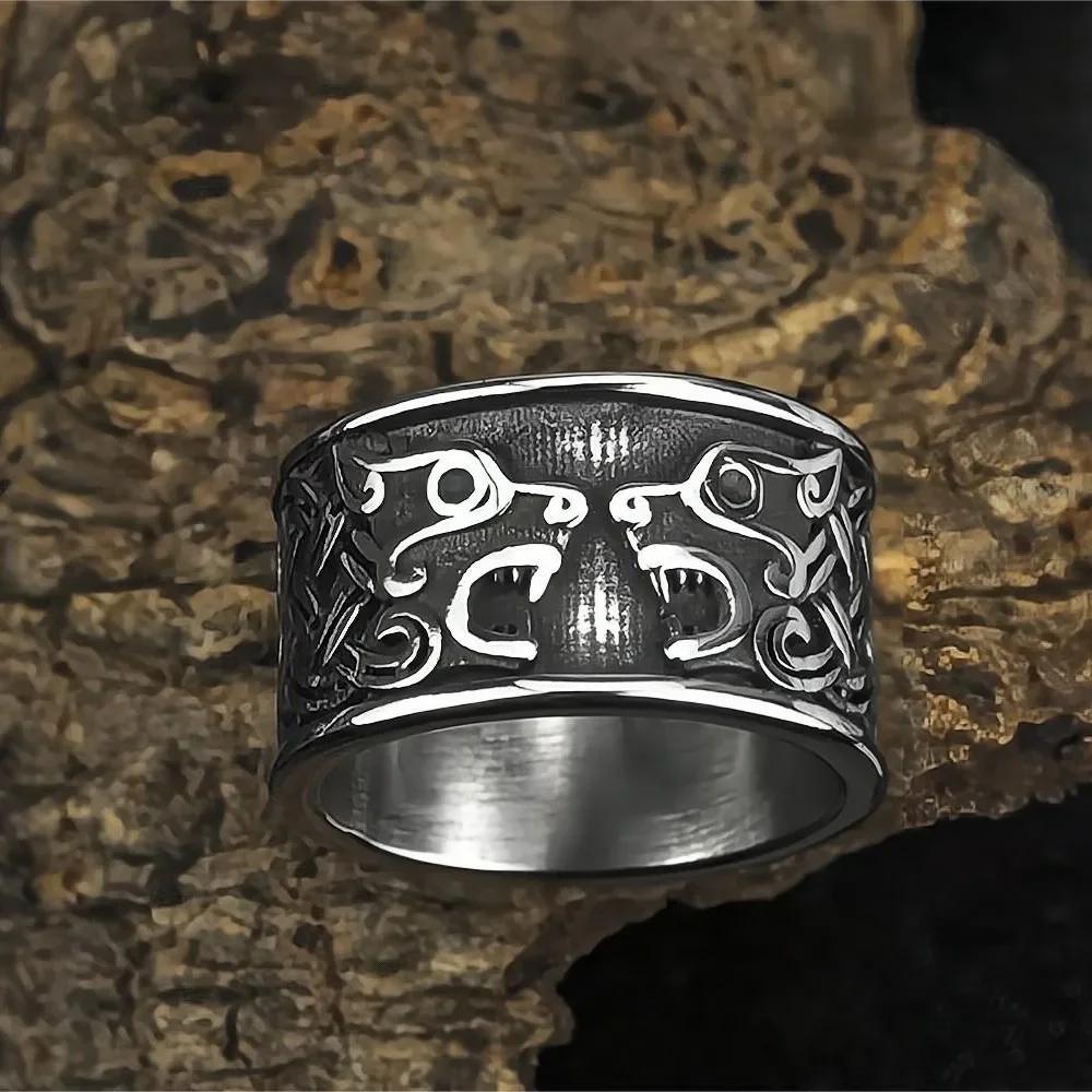 Vintage Viking Men Rings Stainless Steel Ethnic Belief Nordic Odin Compass Tree of Life Valknut Ring Amulet Jewelry