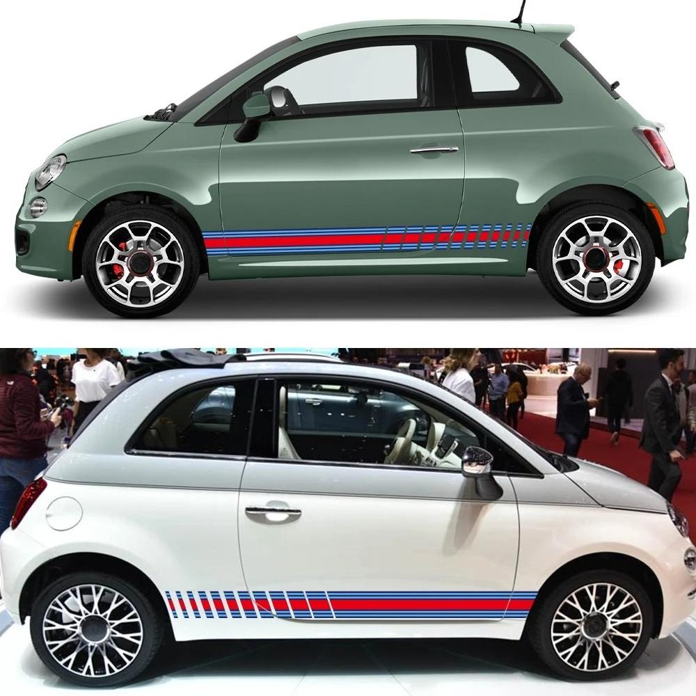 2PCS Car Door Side Bonnet Stripes Stickers Waterproof Vinyl Decals Car Body Styling Decorative Stickers Accessories For Fiat 500
