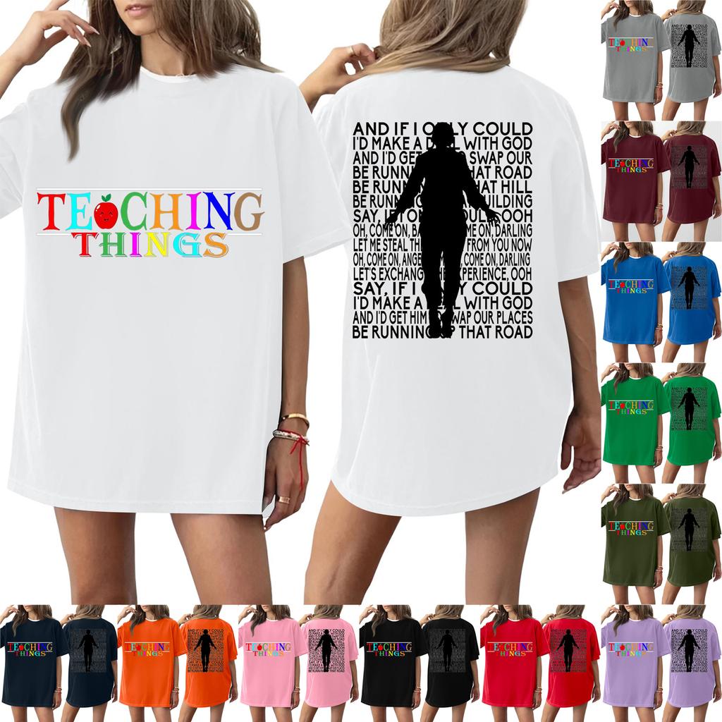 Women's Round Neck Printed Short-sleeved T-shirt Top