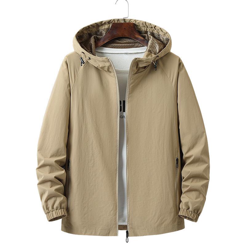 Men's Lightweight Hooded Workwear Jacket - Versatile, Waterproof, Multi-color, Plus Size