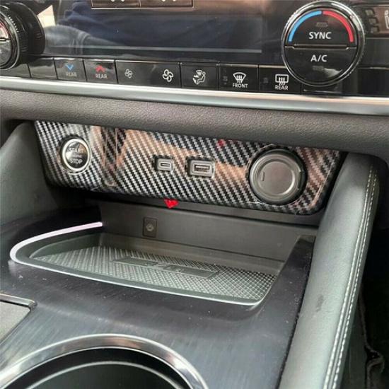 Carbon Fiber Inner Cigarette Lighter Panel Cover Trim For Nissan Rogue 2021-2024