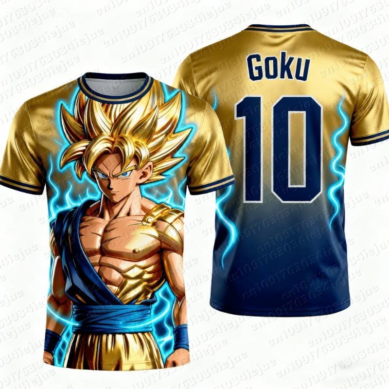 

2026 New Adult Men s Dragon Ball Goku 3D Printed Football Jersey T-Shirt Kids Anime XXS