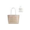 New COACH Canvas With Leather Tote Bag, Shopping Bag, Combo Bag, Handbag, Shoulder Bag Large Women's White & Khaki Monogram 36658-IMDQC