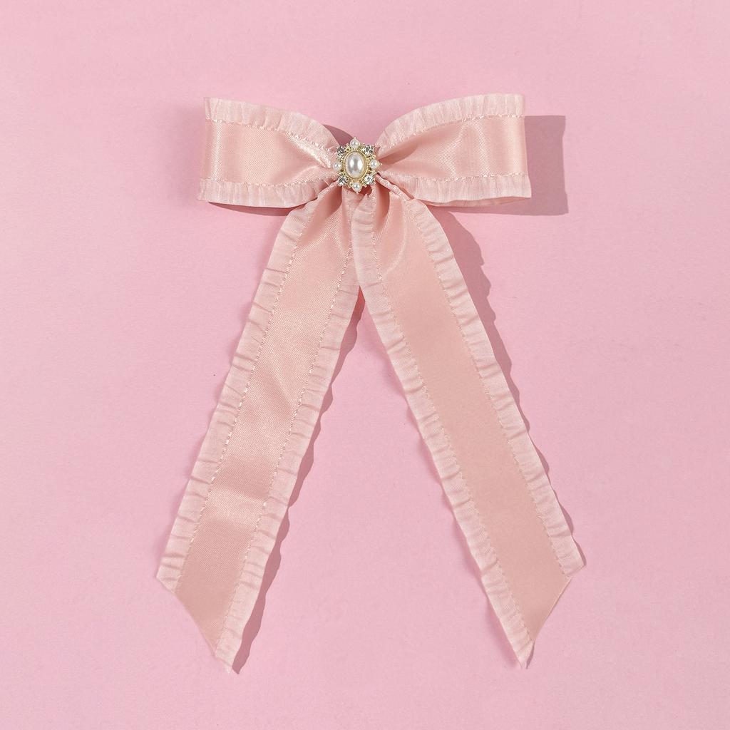 Lotus Leaf Edge Bow Ribbon Hair Clip, Female Niche High-end Semi Tied Hair Accessory