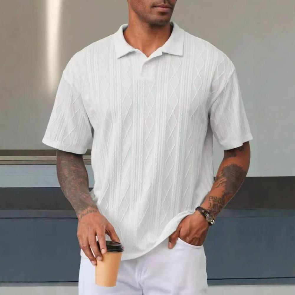 Retro Loose Texture Knitted Polo Shirt Men's Summer Lapel T-shirt Breathable Short Sleeves
