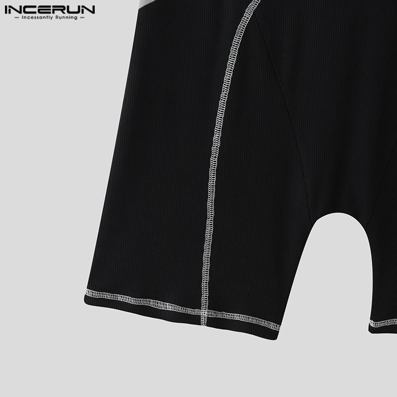 INCERUN Pánské jednodílné bezrukávové body Pánské prošívané fitness leotardové body Romper Pyžamo