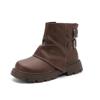 Children New Leather Boots Solid Color Girls Boots for Winter Thick Bottom Plush Fashion Patchwork Versatile Kids Cotton Boots