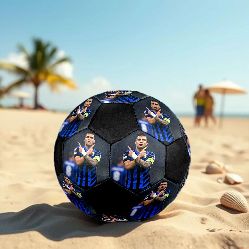 Lautaro Size 5 Soccer Ball, Machine-Stitched PVC, Durable & High Bounce, All Ages Fit, Fan Merchandise, Matches & Outdoor Use.
